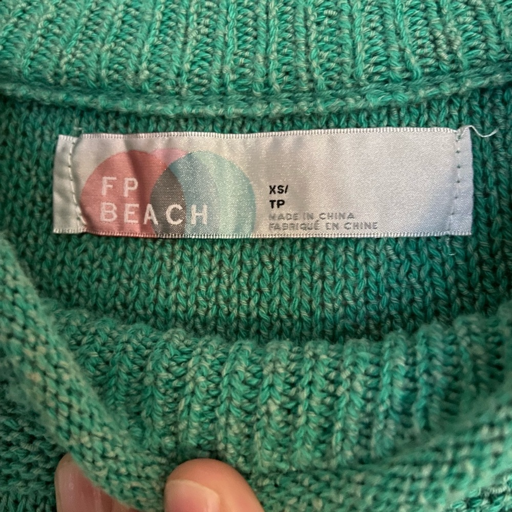 FP Beach Andy Pullover Kelly Green Sweater, Cropped, Boxy Oversized - Picture 3 of 10